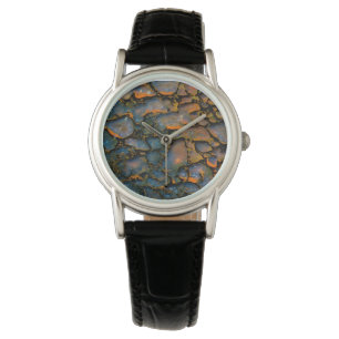 Montre Os de dinosaure pétrifié orange