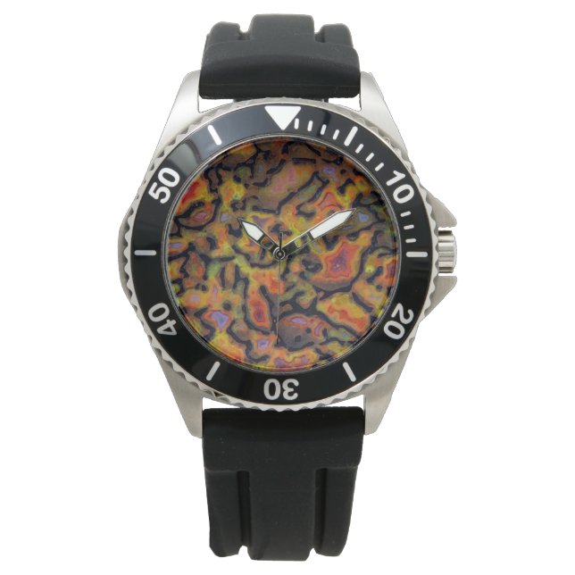 Montre Os de dinosaure pétrifié orange (devant)