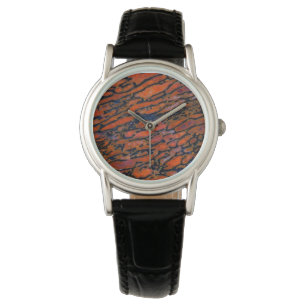 Montre Os fossile de dinosaure pétrifié rouge