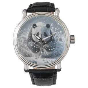 Montre Ours De Panda Courir Dans La Neige