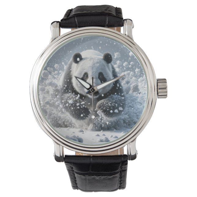 Montre Ours De Panda Courir Dans La Neige (devant)