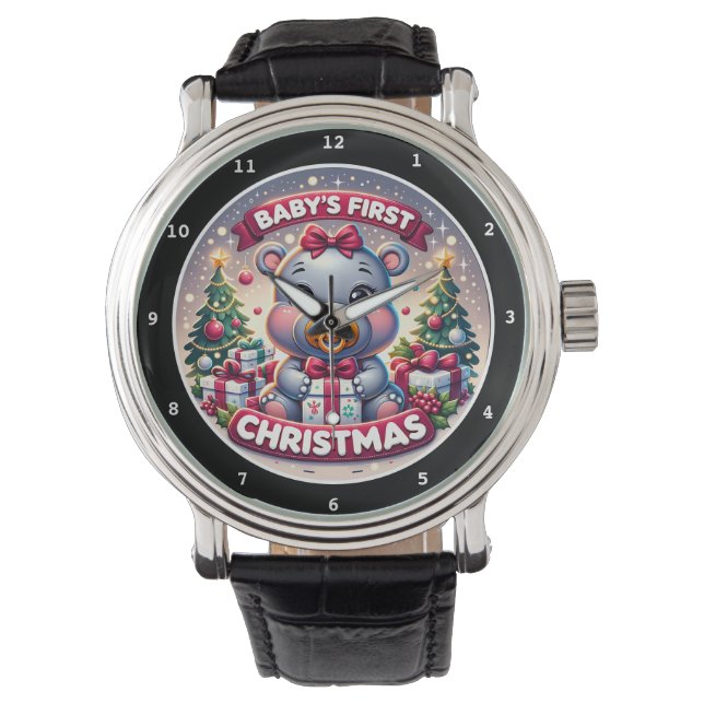 Montre Ours décoratif pour le premier Noël de bébé (devant)