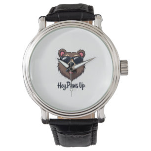 Montre Ours vintage Hey Paws Up avec des lunettes de sole