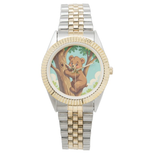 Montre Ourson mignon grimpant à un arbre (devant)