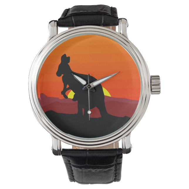 Montre Outback Australian Kangaroo au coucher du soleil (devant)