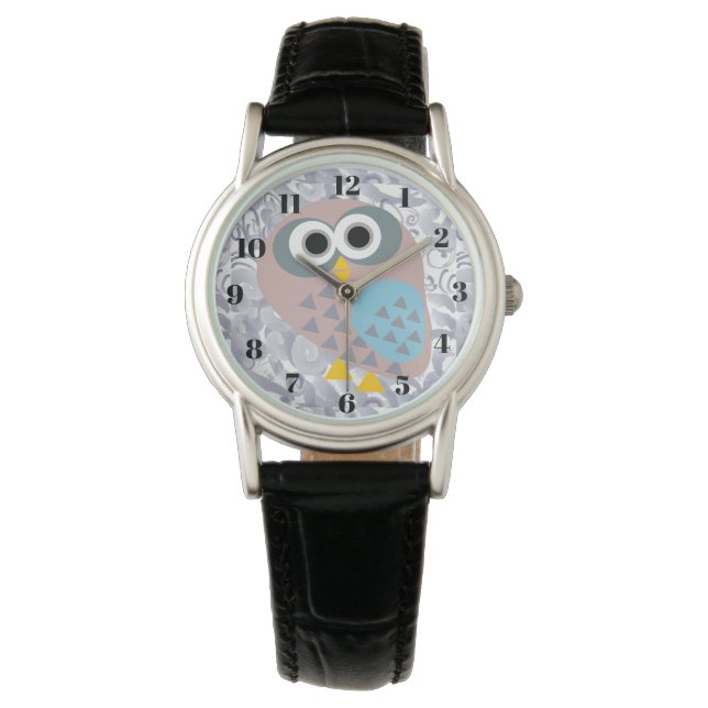 Montre Owl with watercolor grey (devant)