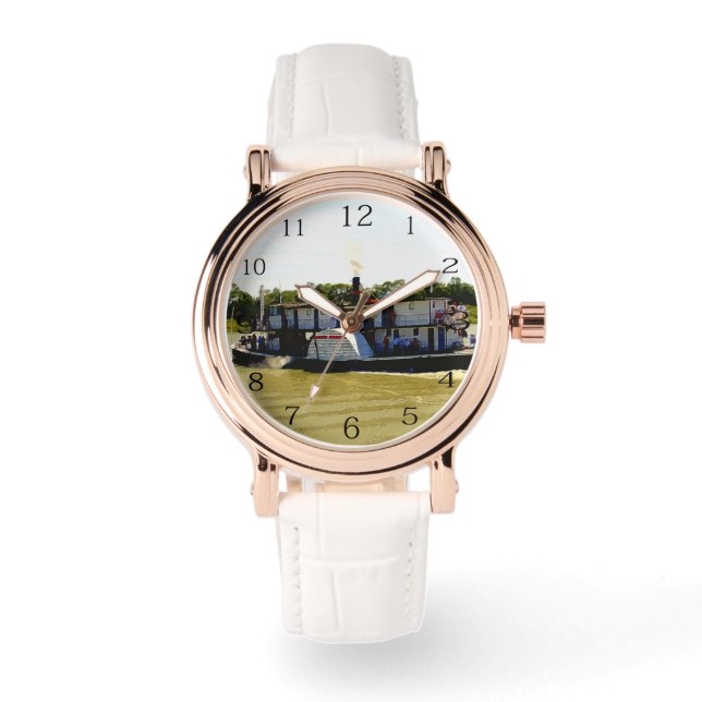 Montre Paddle Steamer Sur L'Aquarelle De Rivière, (Recto)