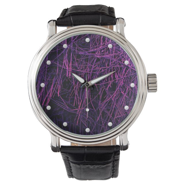 Montre Paille de néon violet texture abstraite (devant)