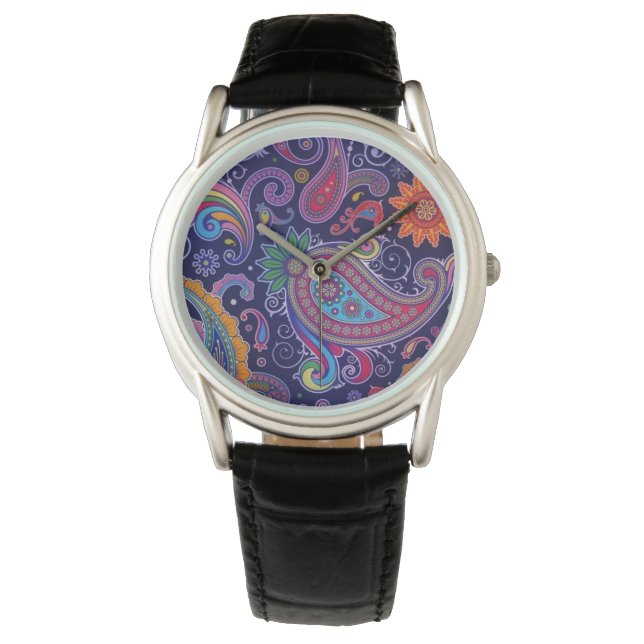 Montre Paisley violet rose (devant)