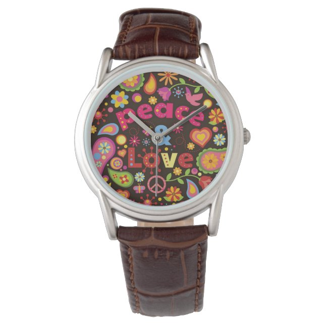 Montre Paix et amour Hippie Vintage (devant)