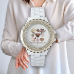 Montre Paix personnalisée Amour Chocolat Coeur de bonbons<br><div class="desc">Ce design présente une variété d'illustrations au chocolat. Combinée à votre propre texte personnalisé et à votre couleur arrière - plan préférée,  cette composition crée une jolie montre moderne et unique au poignet pour femmes.</div>