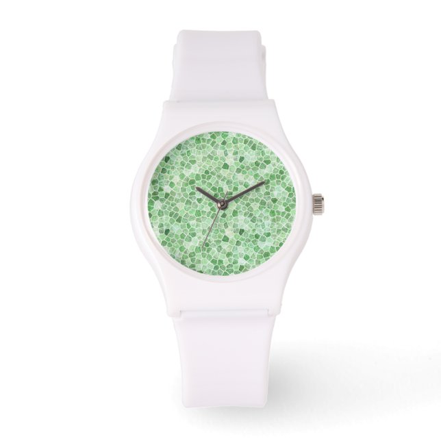 Montre Pale Émeraude et Pistache Pavage Patchwork (Recto)