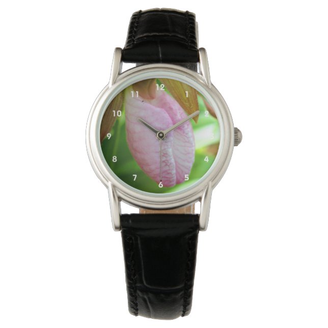 Montre Pale Rose Lady Slipper Orchidée Fleur gros (devant)