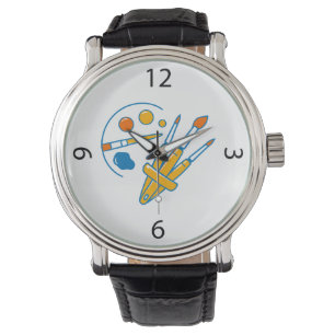 Montre Palette de peinture et pinceaux d'artiste
