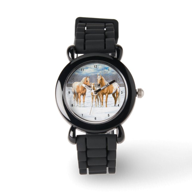 Montre Palomino Appaloosa Chevaux En Neige (Recto)