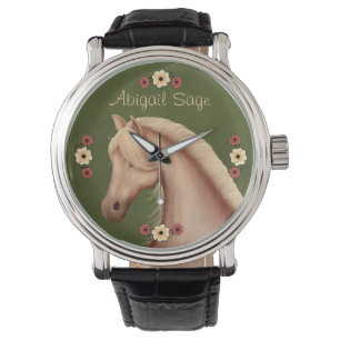 Montre Palomino et Fleurs personnalisées Horse Watch