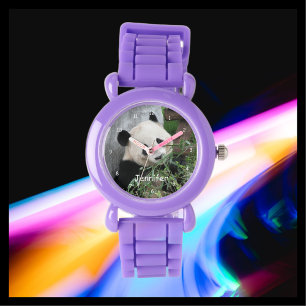 Montre Panda géant pour enfants, poignet bracelet violet