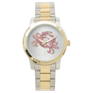Montre Panneau étoile de crabe Cancer Diamant rose look g