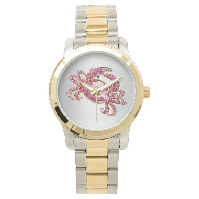 Montre Panneau étoile de crabe Cancer Diamant rose look g (devant)