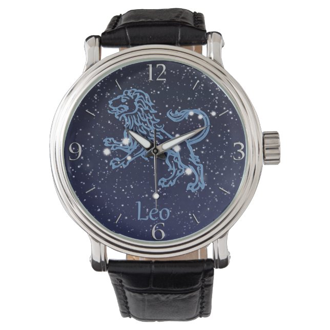Montre Panneau Léo Constellation et Zodiaque avec étoiles (devant)