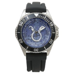 Montre Panneau moderne Taurus Zodiac Camouflage Bleu Cadr