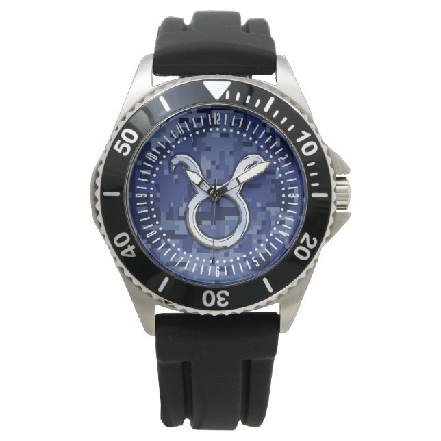 Montre Panneau moderne Taurus Zodiac Camouflage Bleu Cadr (devant)
