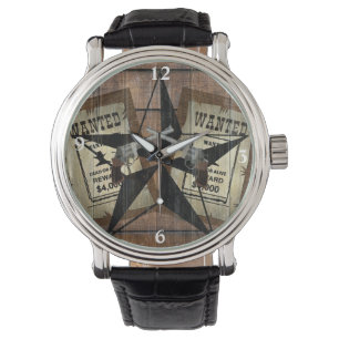 Montre Panneau Recherché Texas Star Western à deux pistol