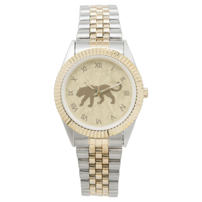 Montre Panthère brune avec chiffres romains (devant)