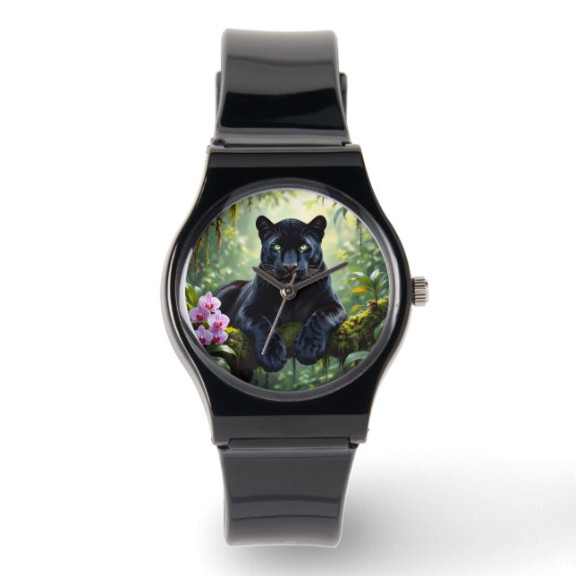 Montre Panthère noire dans la jungle (Recto)