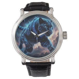 Montre Panthère noire mystique aux motifs lumineux