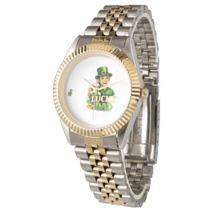 Montre Papa chanceux – Conception de trèfle de la Saint-P