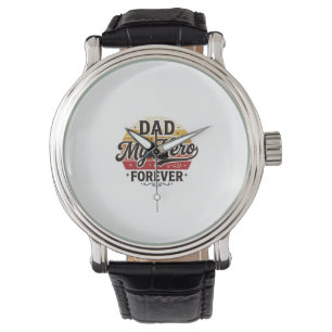 Montre Papa Mon Héros Pour Toujours Rétro Vintage Design