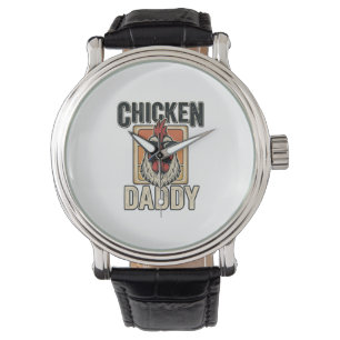 Montre Papa Poule Drôle Coq Vintage Vecteur Chemise_1