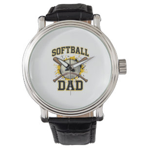 Montre Papa Softball Vintage Université Dessin Bats Crois