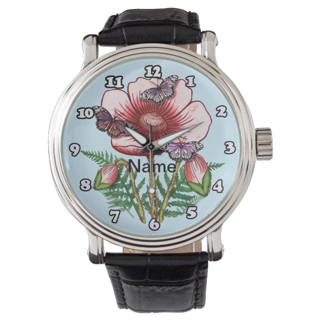 Montre Papaver Rouge Papillon (devant)
