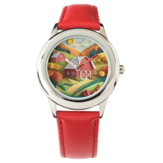 Montre Papier Art Origami Style Paysage Scène (devant)