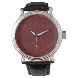 Montre Papier peint floral rouge détaillé
