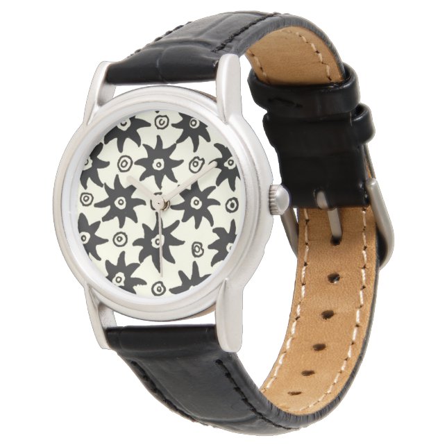 Montre Papier peint textile étoilé batik vintage (Incliné)