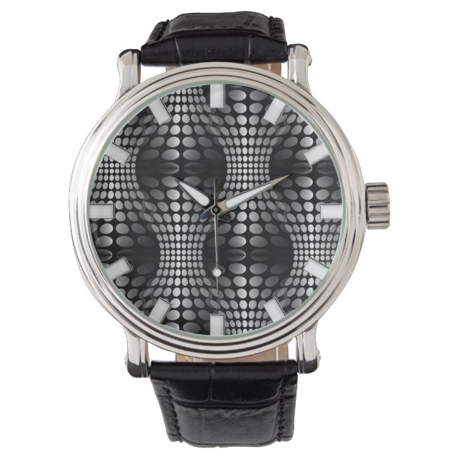 Montre Papier peint Vagues pointillé noir et blanc (devant)