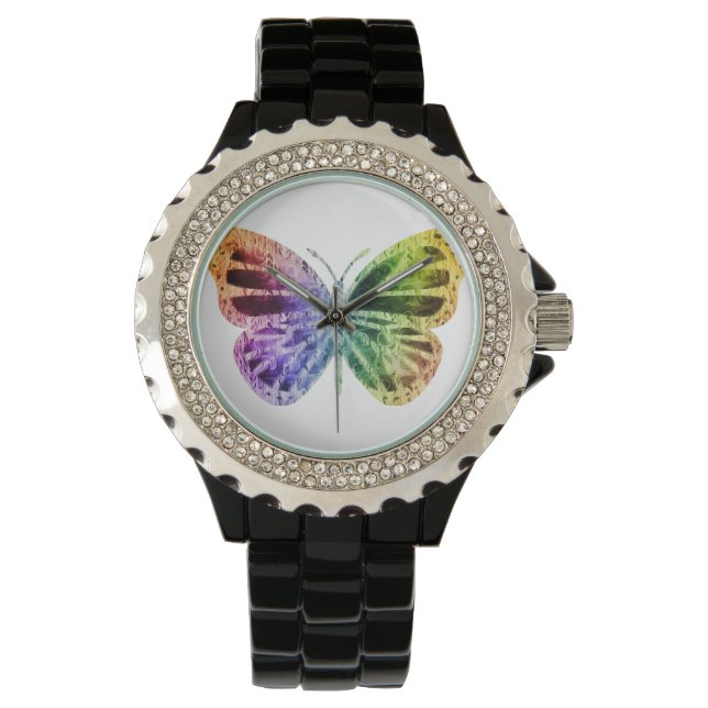 Montre Papillon arc-en-ciel (devant)