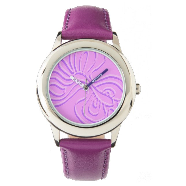 Montre Papillon "Arc-en-ciel" violet (devant)