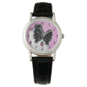 Montre Papillon (blanc et noir) Peinture - Chien Art