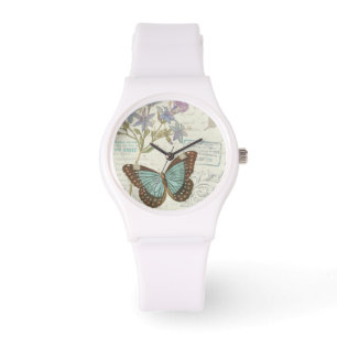 Montre Papillon bleu et Brown