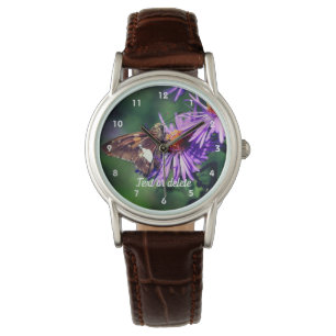 Montre Papillon de la Dame peint Aster Fleur personnalisé