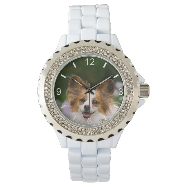 Montre Papillon Dog Cute Romantic Portrait - cadran (devant)