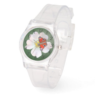 Montre Papillon et fleurs