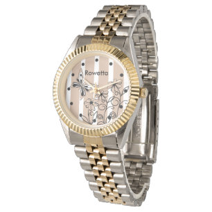 Montre Papillon et fleurs personnalisés d'amande