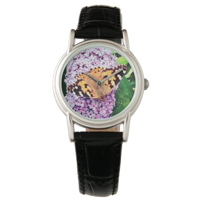 Montre Papillon orange et noir (devant)