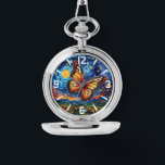 Montre Papillon peint étoile ciel étoilé Élégantes femmes<br><div class="desc">Papillon peint Starry Night Sky Elegant Womans Watches dispose d'un papillon coloré branché avec la lune et les étoiles dans l'arrière - plan. Créé par Evco Studio www.zazzle.com/store/evcostudio</div>