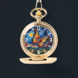 Montre Papillon peint étoile ciel étoilé Élégantes femmes<br><div class="desc">Papillon peint Starry Night Sky Elegant Womans Watches dispose d'un papillon coloré branché avec la lune et les étoiles dans l'arrière - plan. Créé par Evco Studio www.zazzle.com/store/evcostudio</div>